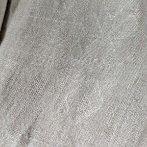 Chico's Design 100% Linen Oatmeal Jacquard Print Button Down Blouse, Size 3 (XL)